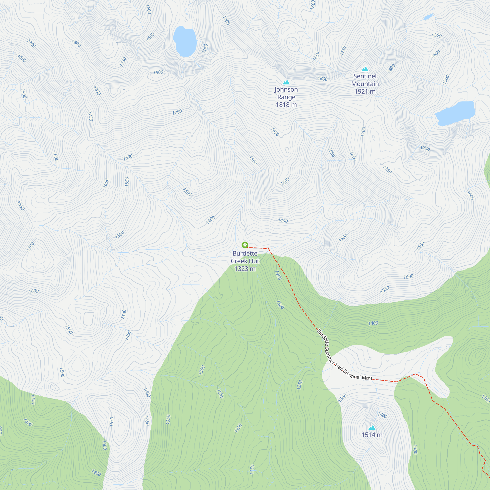 Burdette Creek Hut map