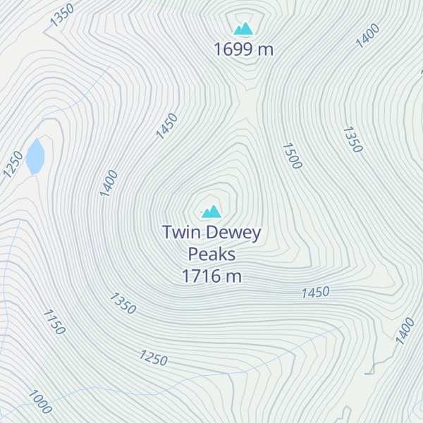 Map of Twin Dewey Peaks