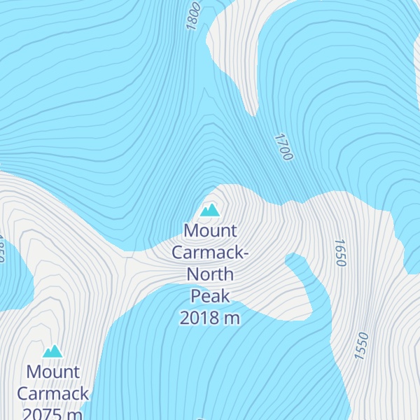 Map of Mount Carmack-North Peak