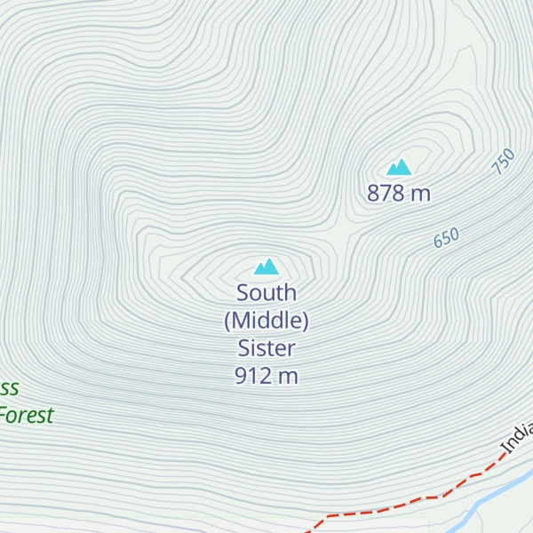 Map of South (Middle) Sister