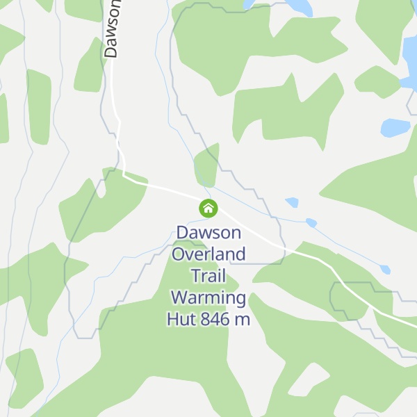 Map of Dawson Overland Trail Warming Hut