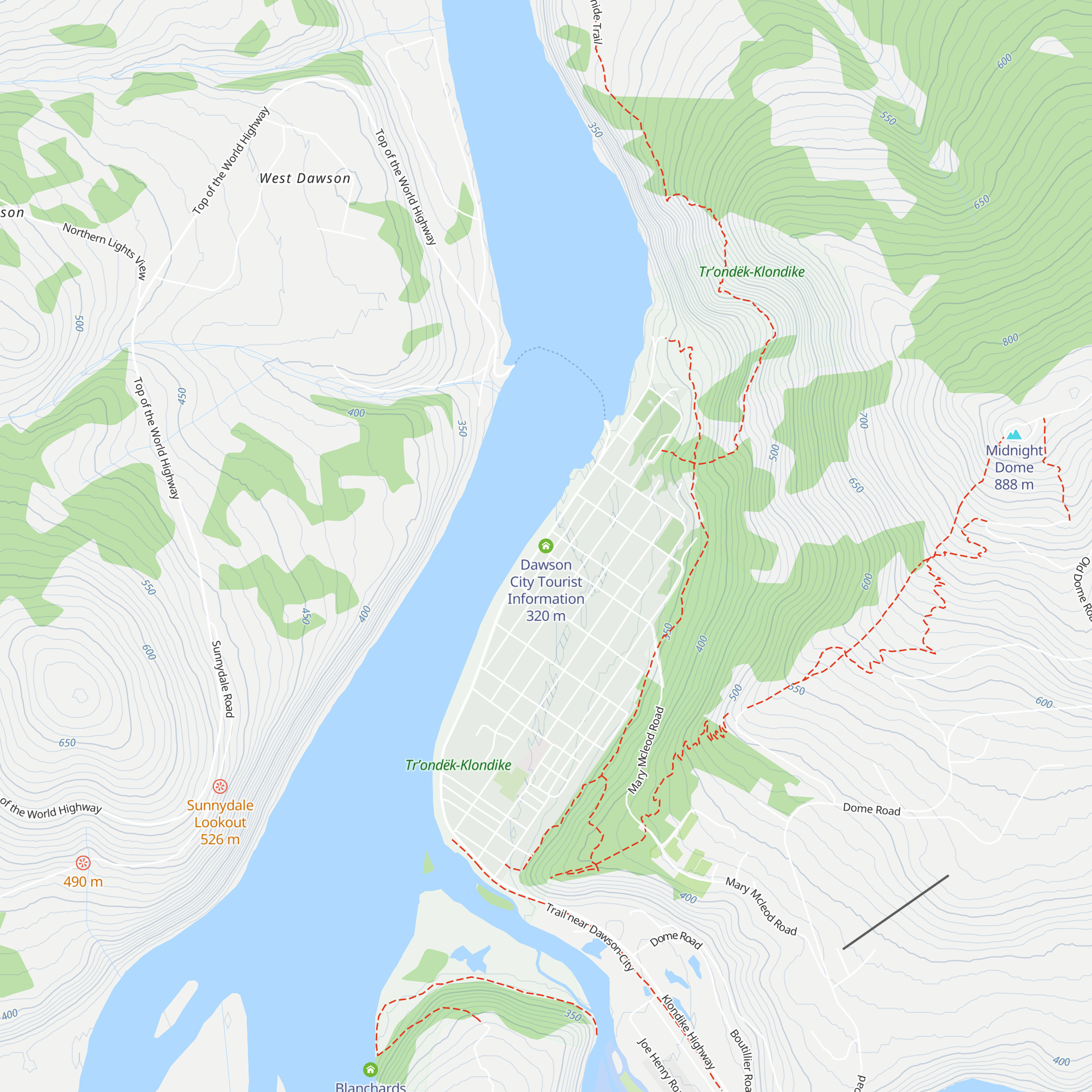 Dawson City Tourist Information map