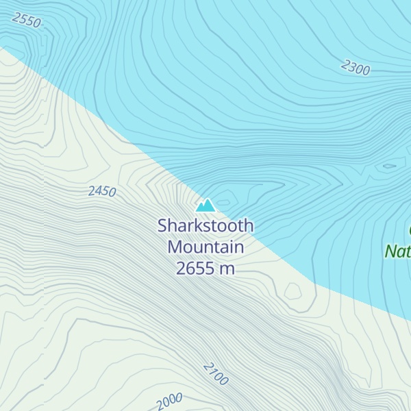 Map of Sharkstooth Mountain