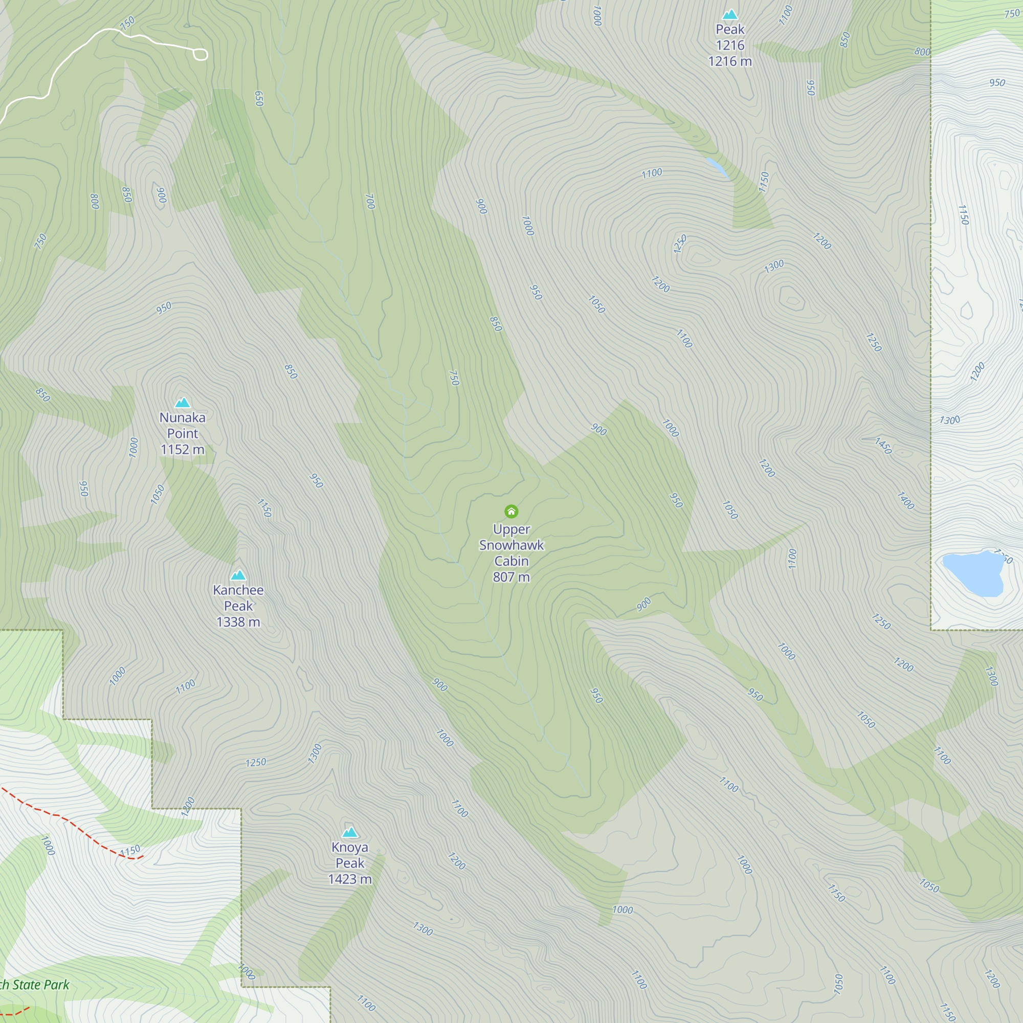 Upper Snowhawk Cabin map