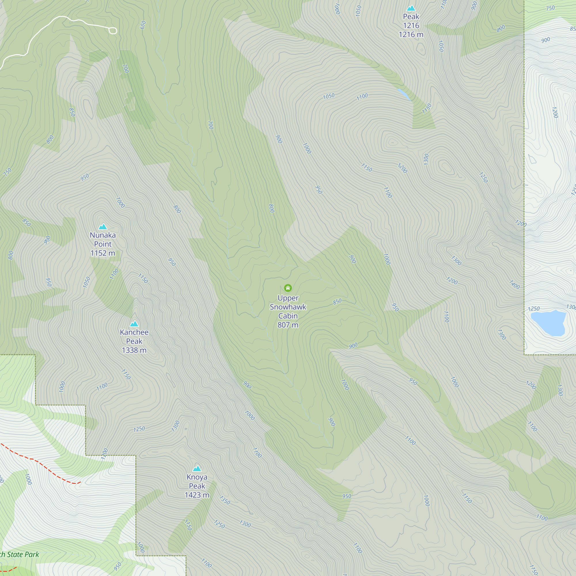 Upper Snowhawk Cabin map