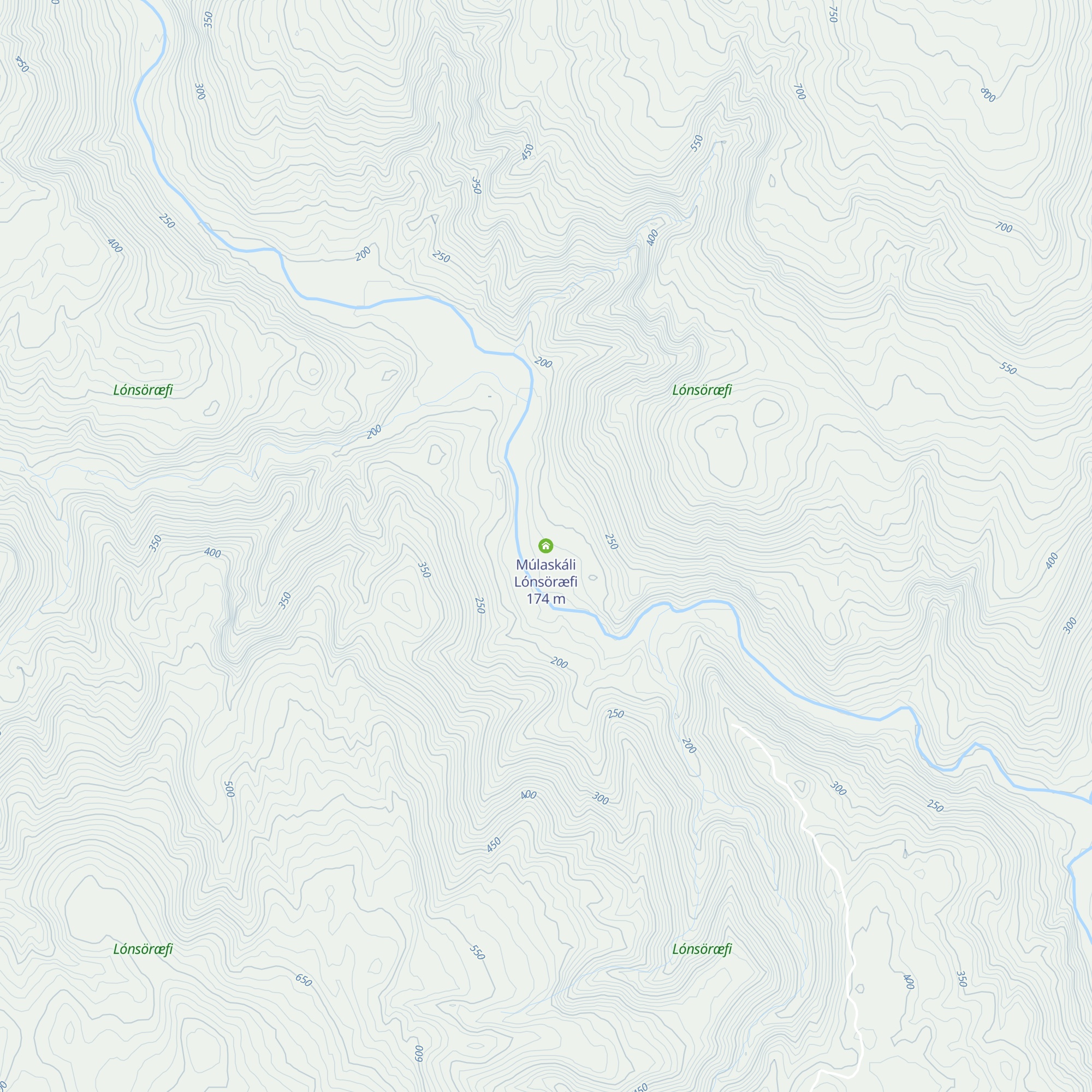 Múlaskáli Lónsöræfi map