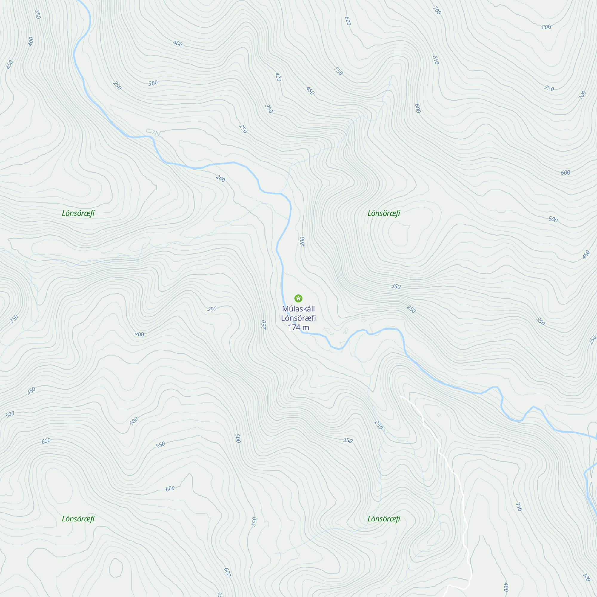 Múlaskáli Lónsöræfi map