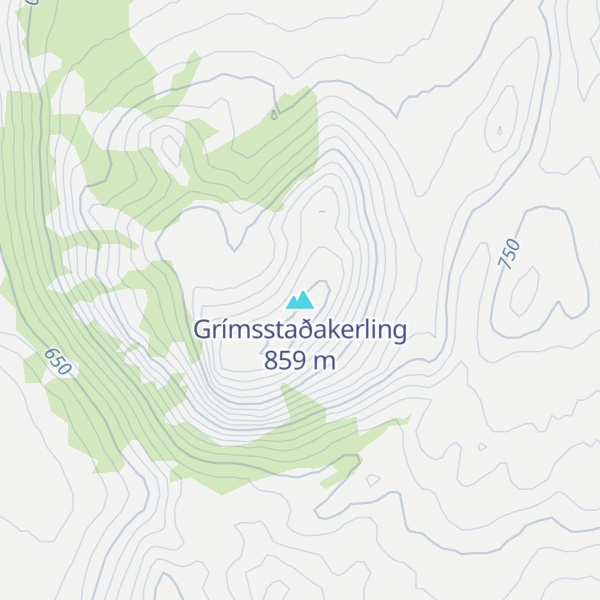 Map of Grímsstaðakerling