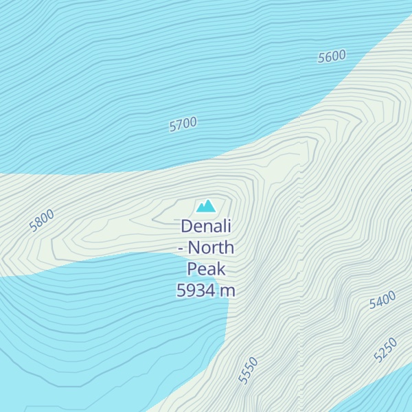 Map of Denali - North Peak