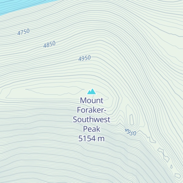 Map of Mount Foraker-Southwest Peak