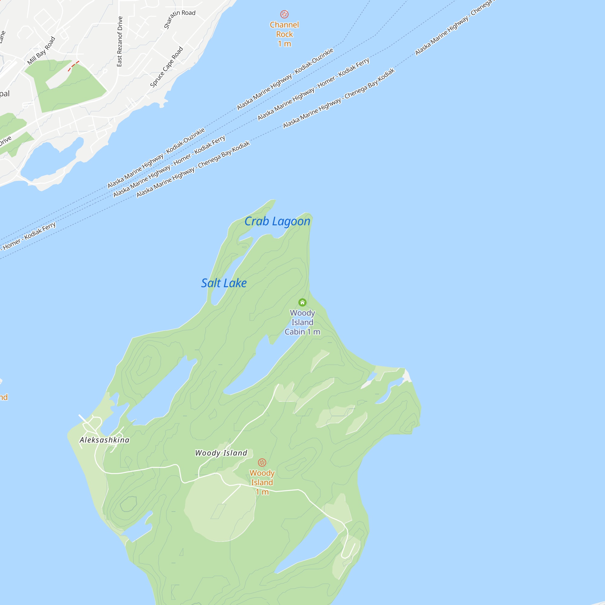 Woody Island Cabin map