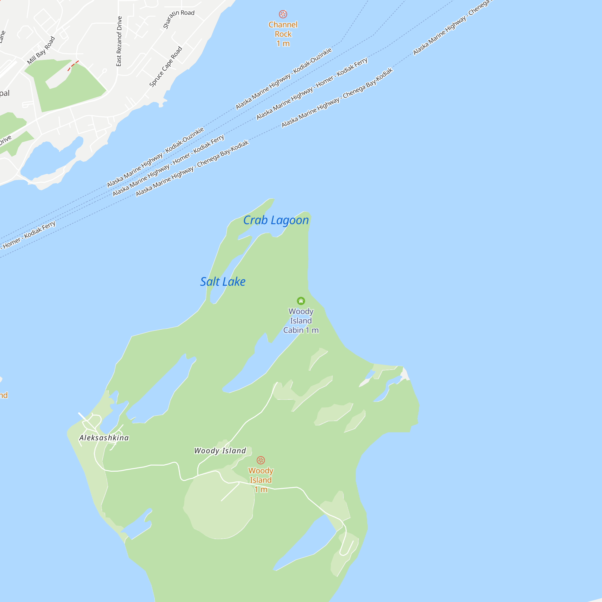 Woody Island Cabin map
