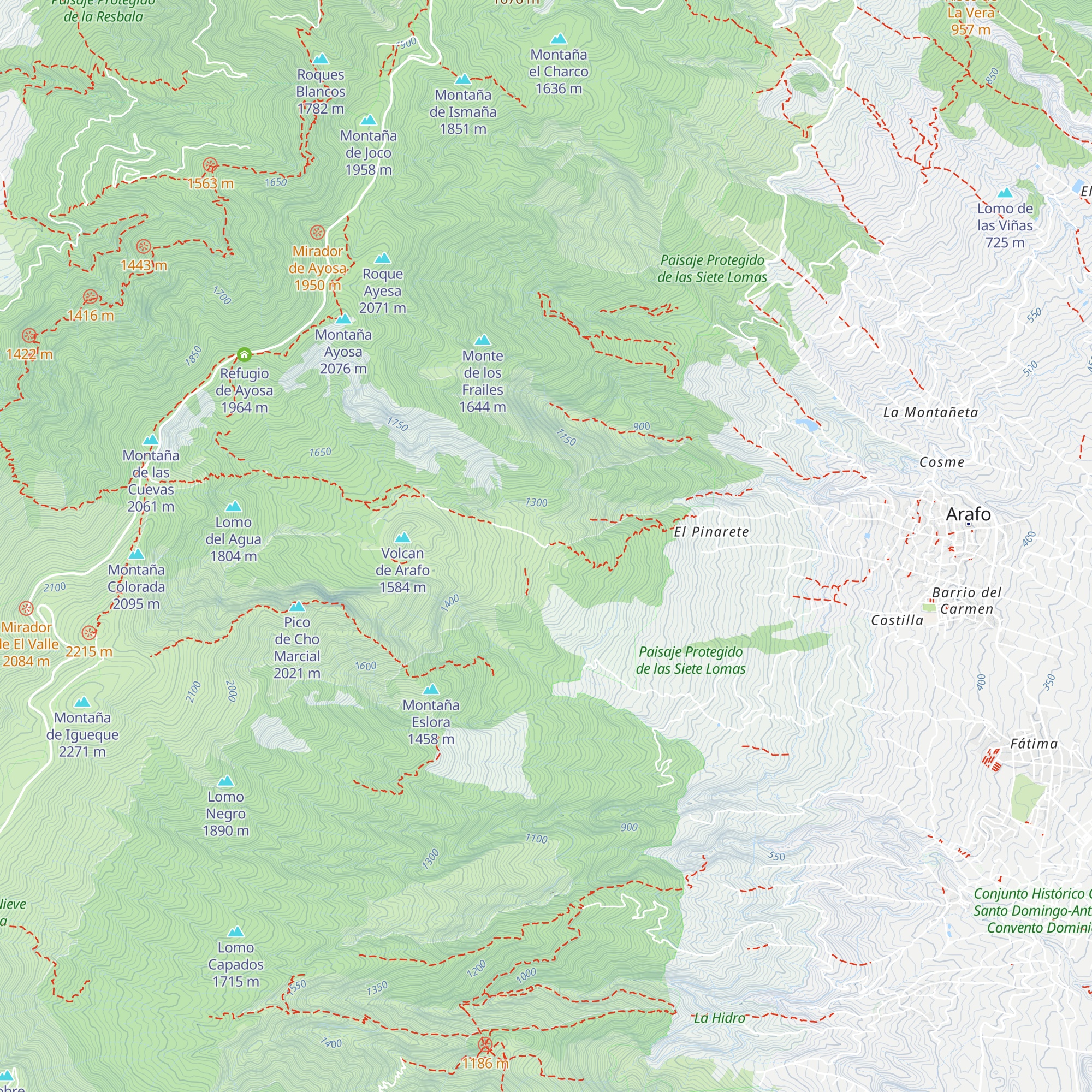 Refugio de las Arenas map