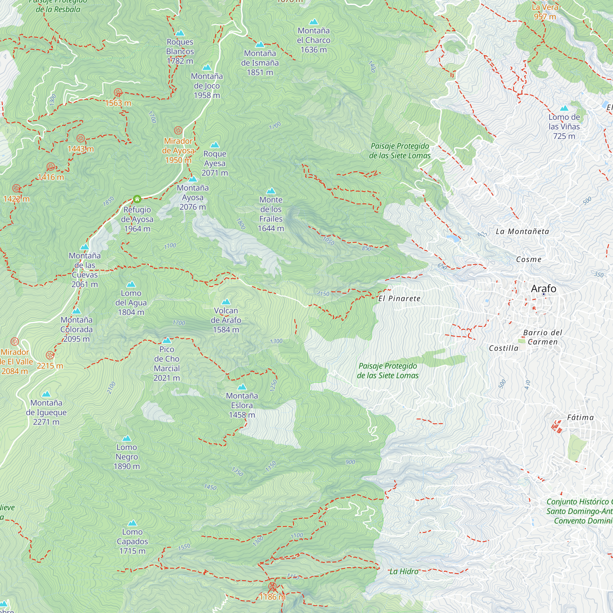 Refugio de las Arenas map