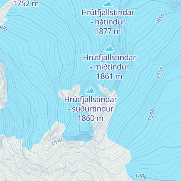 Map of Hrútfjallstindar - suðurtindur