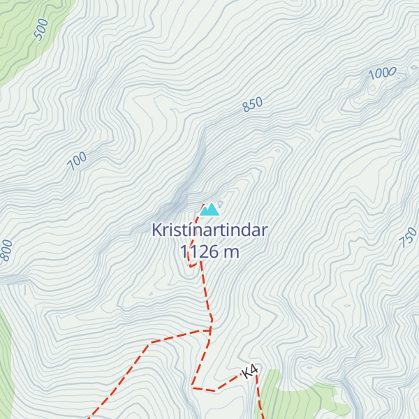 Map of Kristínartindar