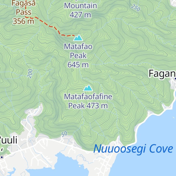 Map of Matafaofafine Peak