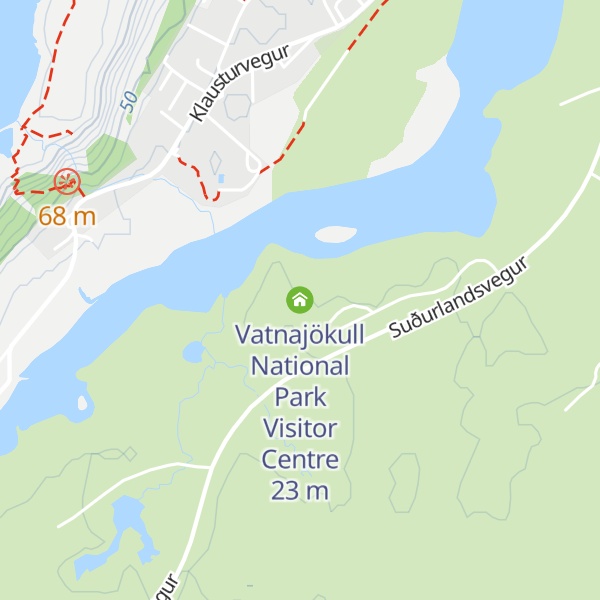 Map of Vatnajökull National Park Visitor Centre