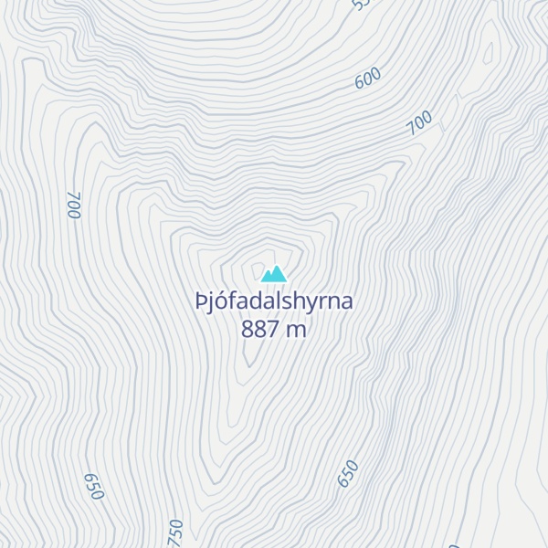 Map of Þjófadalshyrna