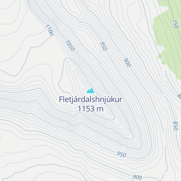 Map of Fletjárdalshnjúkur