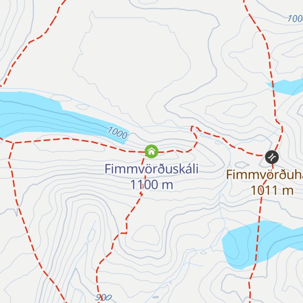 Map of Fimmvörðuskáli