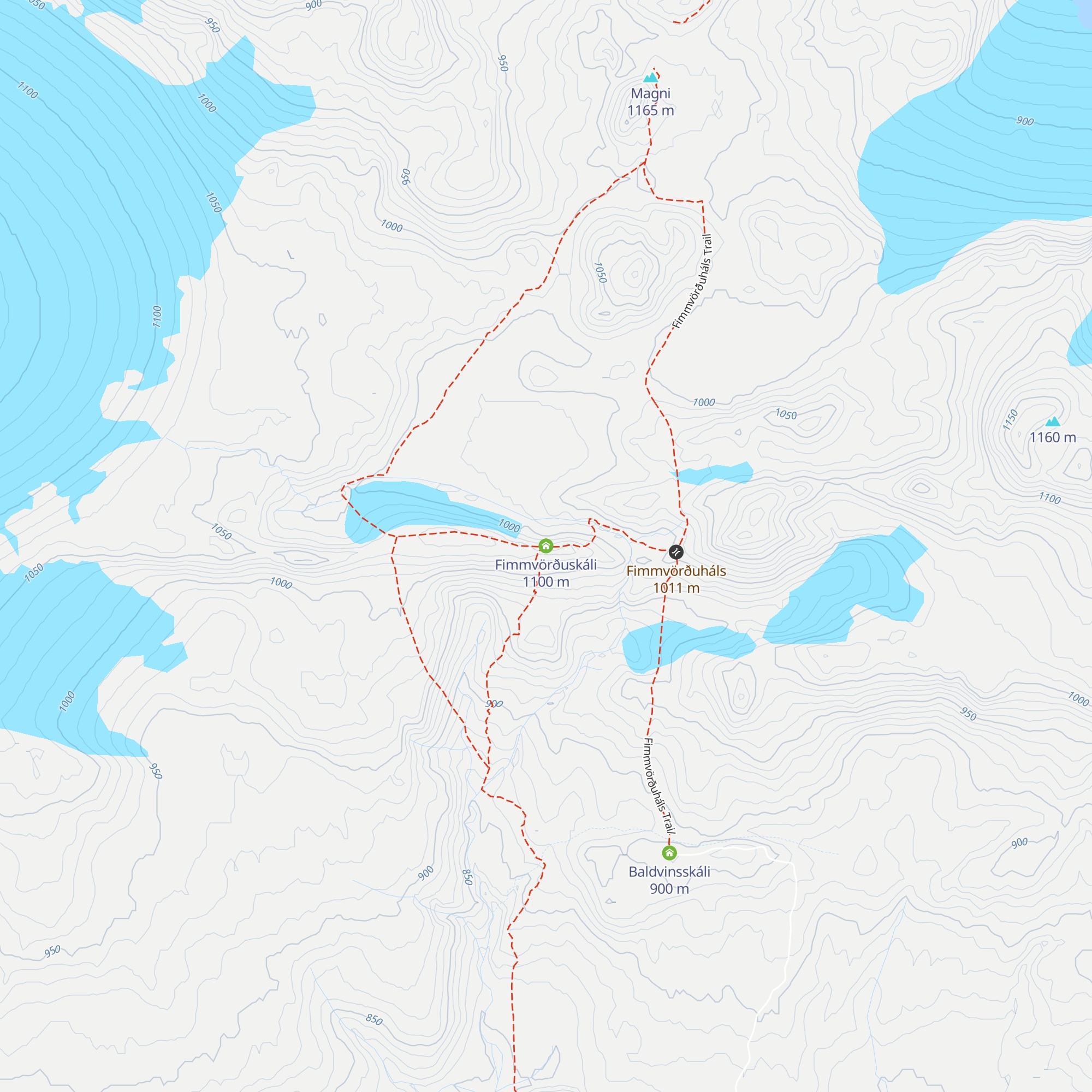 Fimmvörðuskáli map