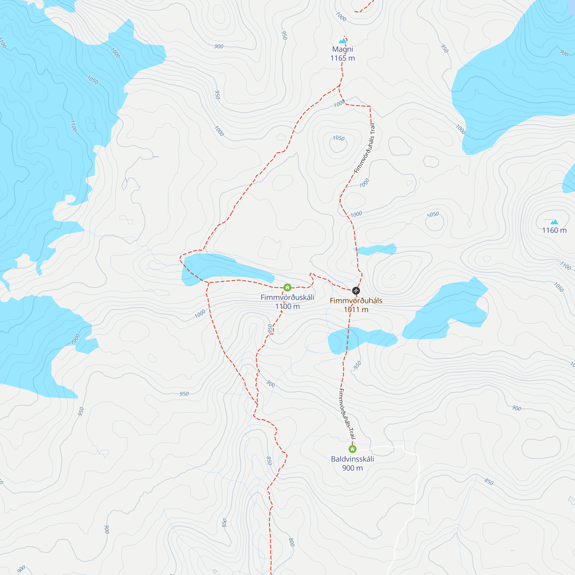 Fimmvörðuskáli map