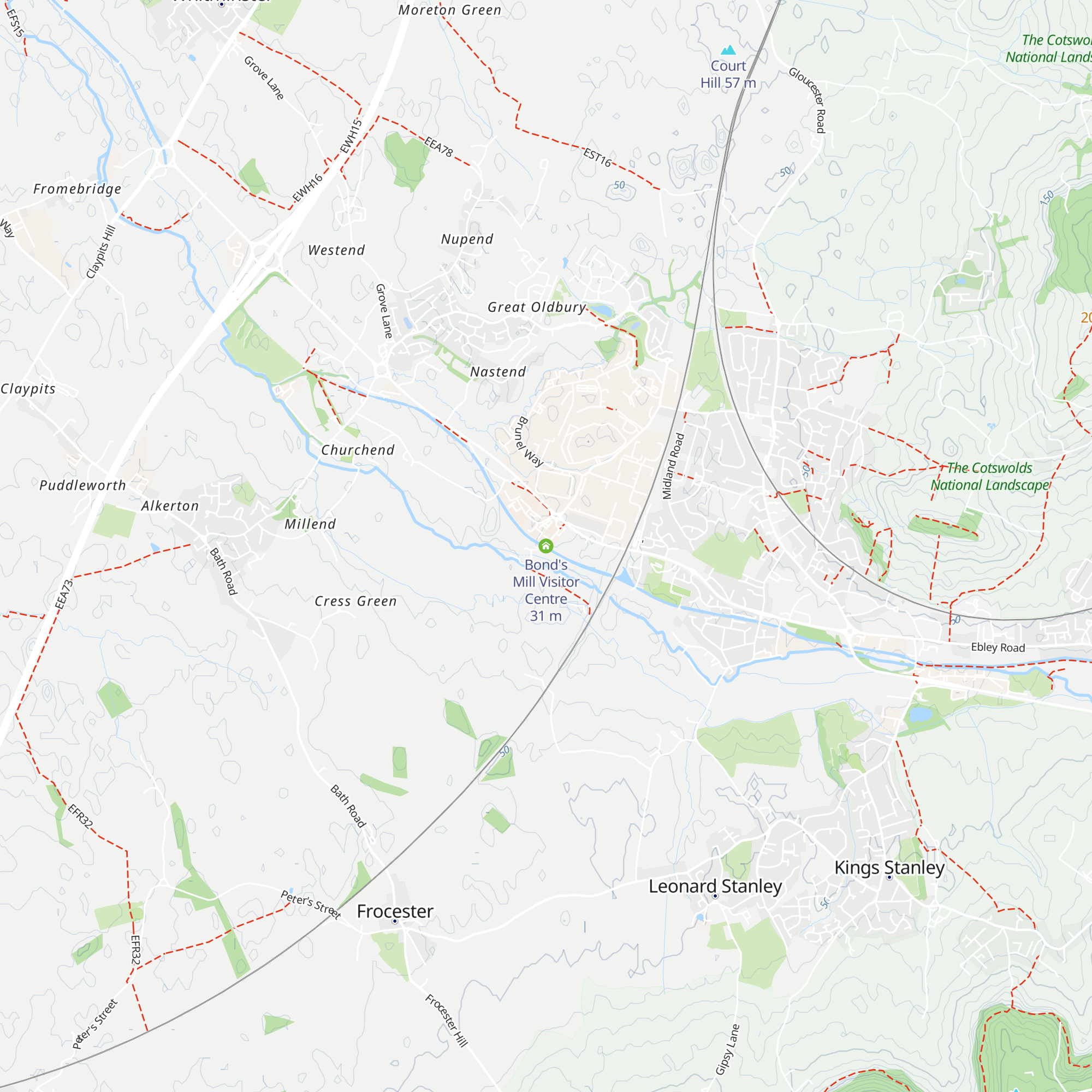 Bond's Mill Visitor Centre map