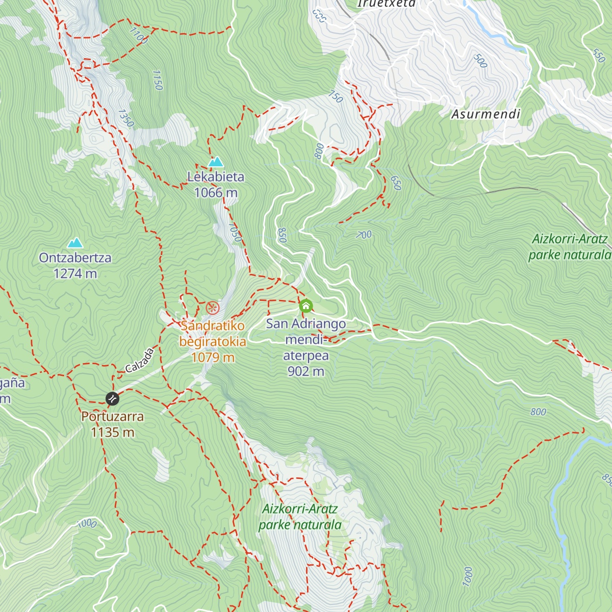 San Adriango mendi-aterpea map