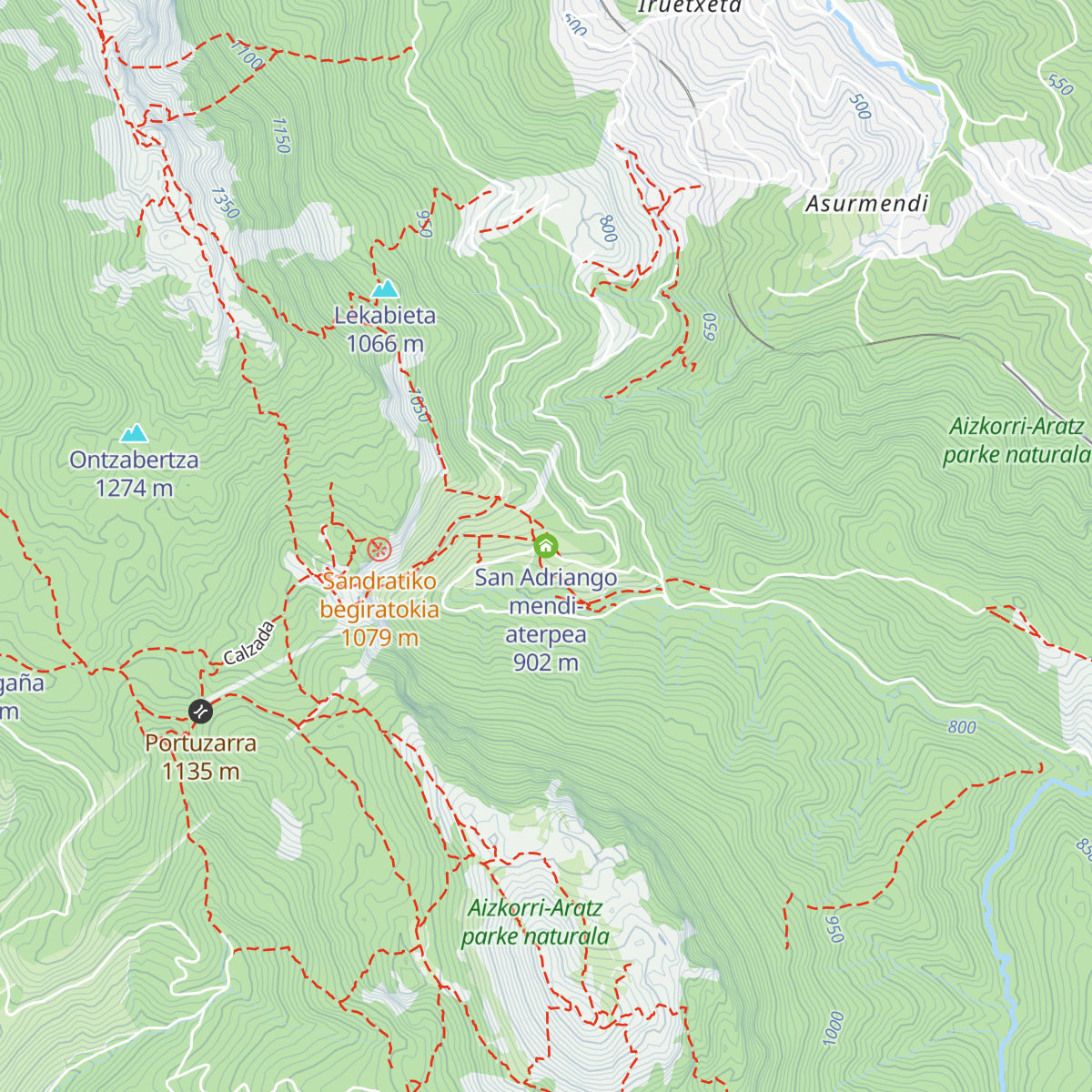 San Adriango mendi-aterpea map