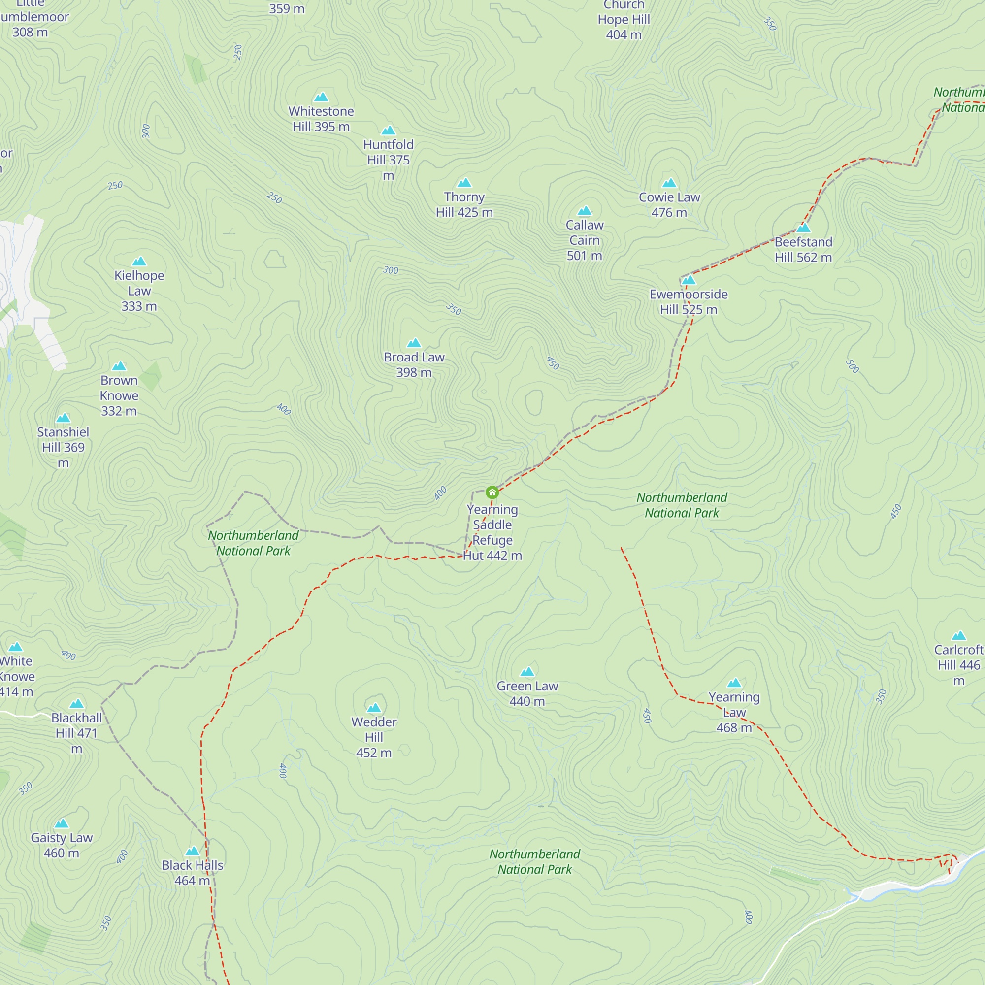 Yearning Saddle Refuge Hut map