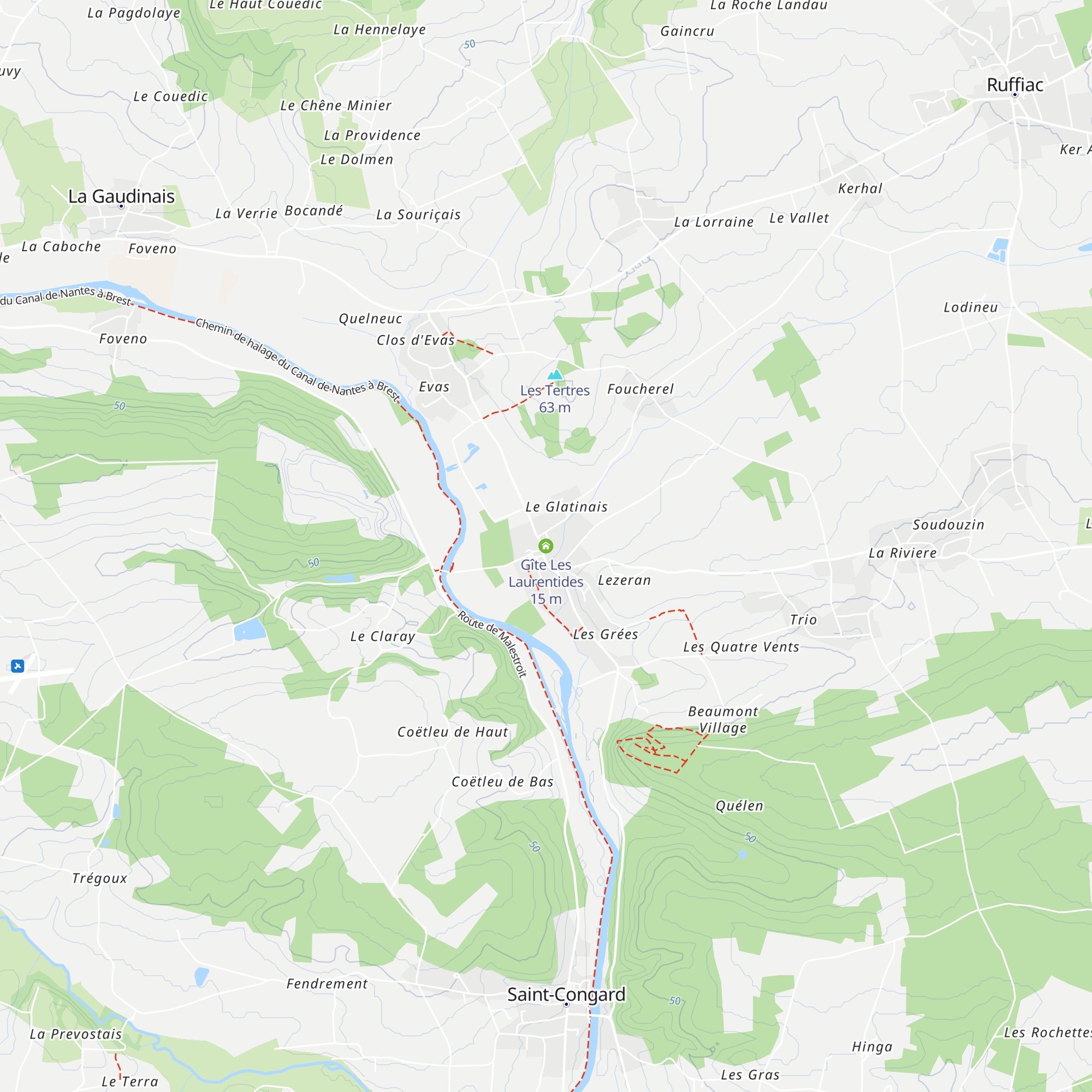 Gîte Les Laurentides map