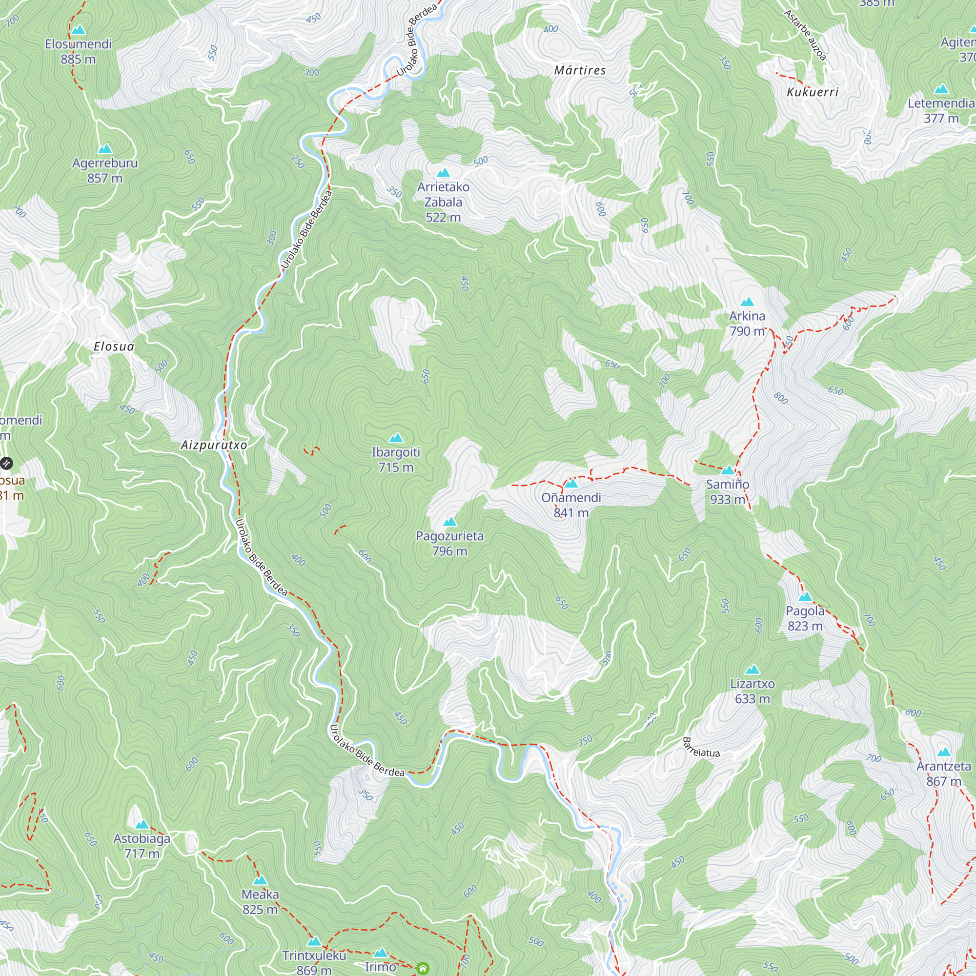 Oleta mendiko aterpea map
