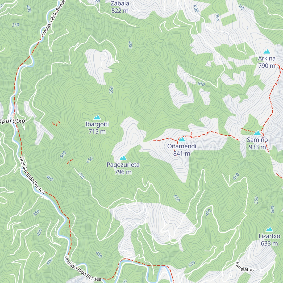 Oleta mendiko aterpea map
