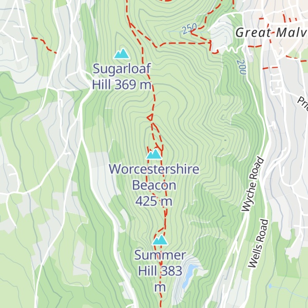Map of Worcestershire Beacon