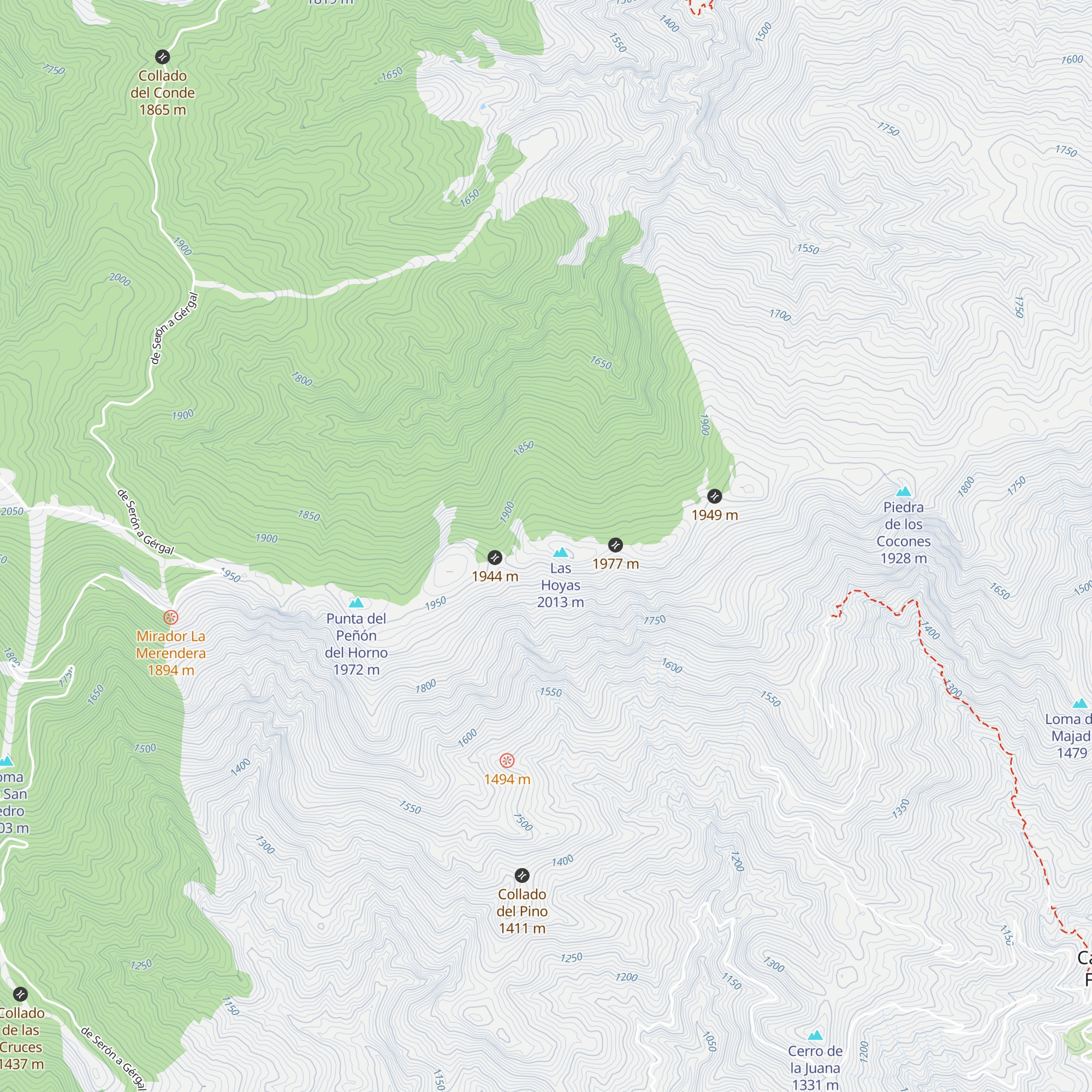 Refugio de Las Hoyas map