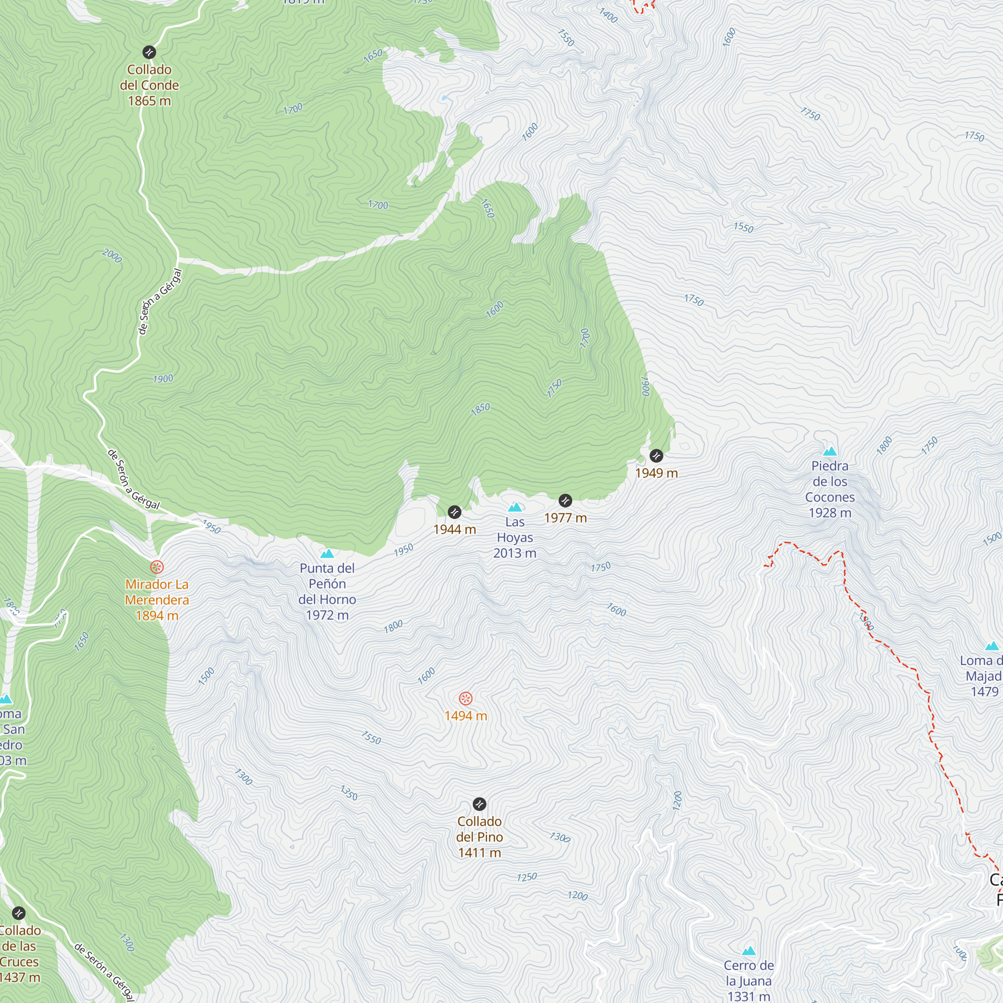 Refugio de Las Hoyas map