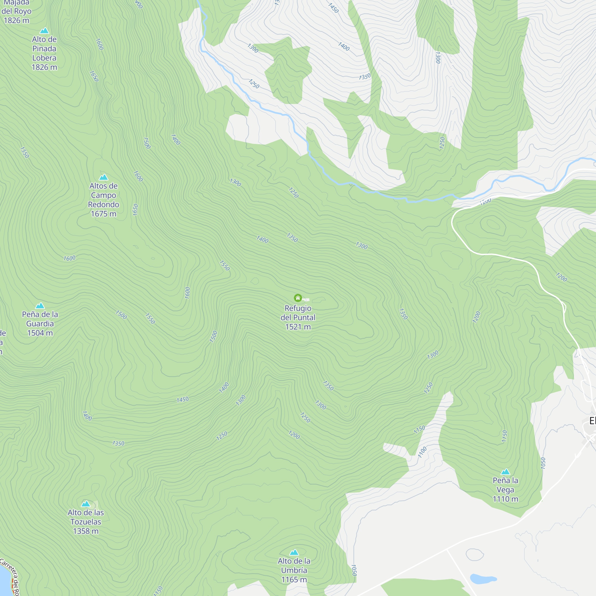 Refugio del Puntal map