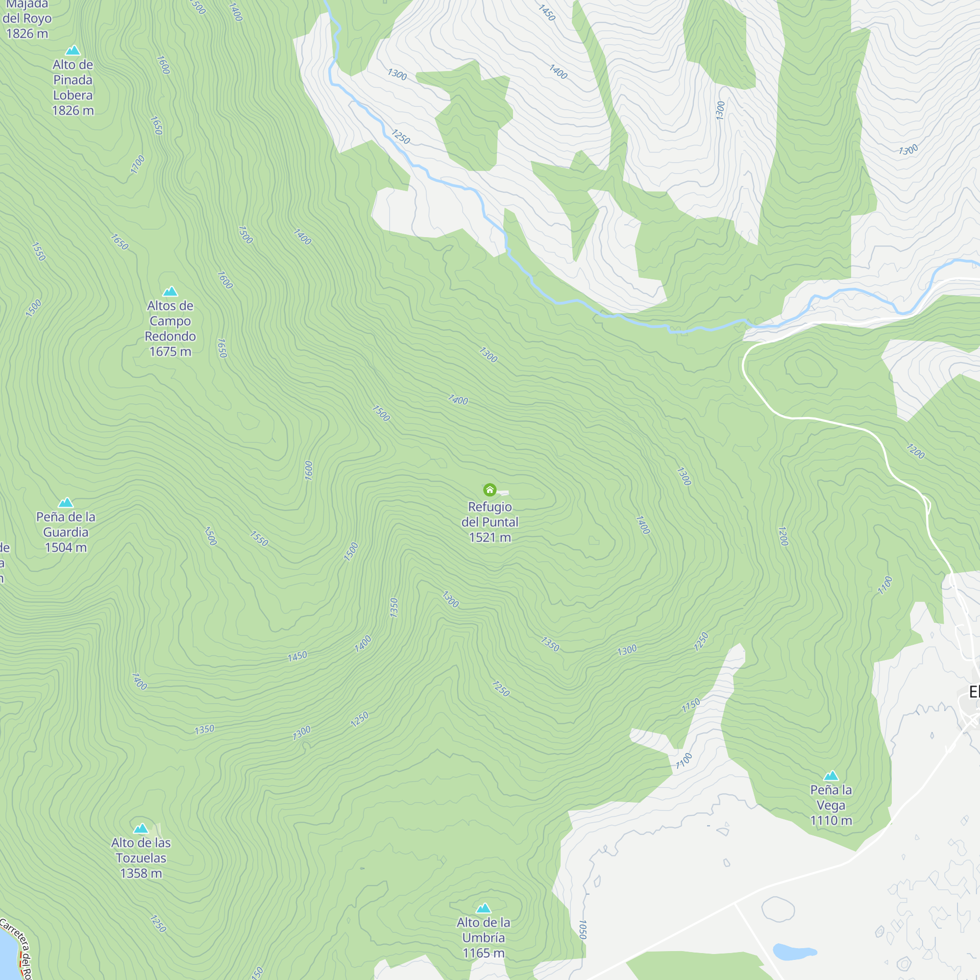 Refugio del Puntal map