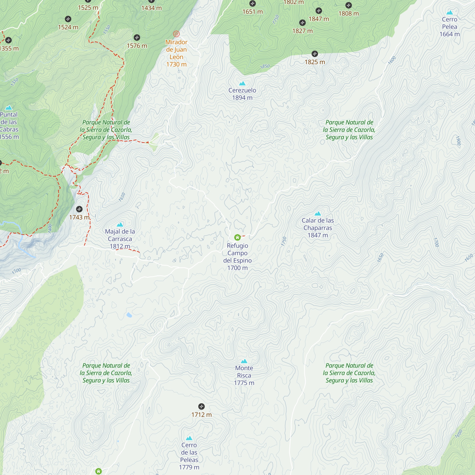 Refugio Campo del Espino map