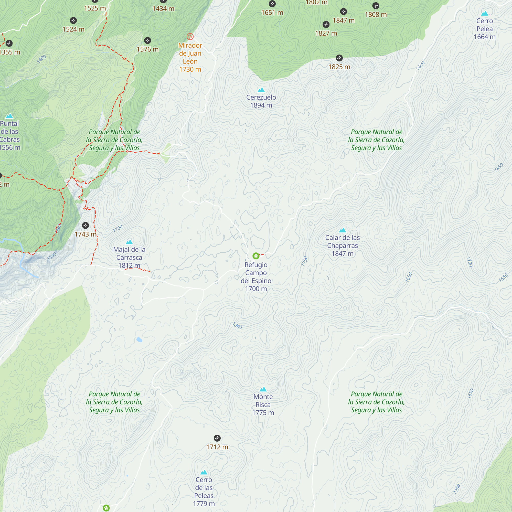 Refugio Campo del Espino map