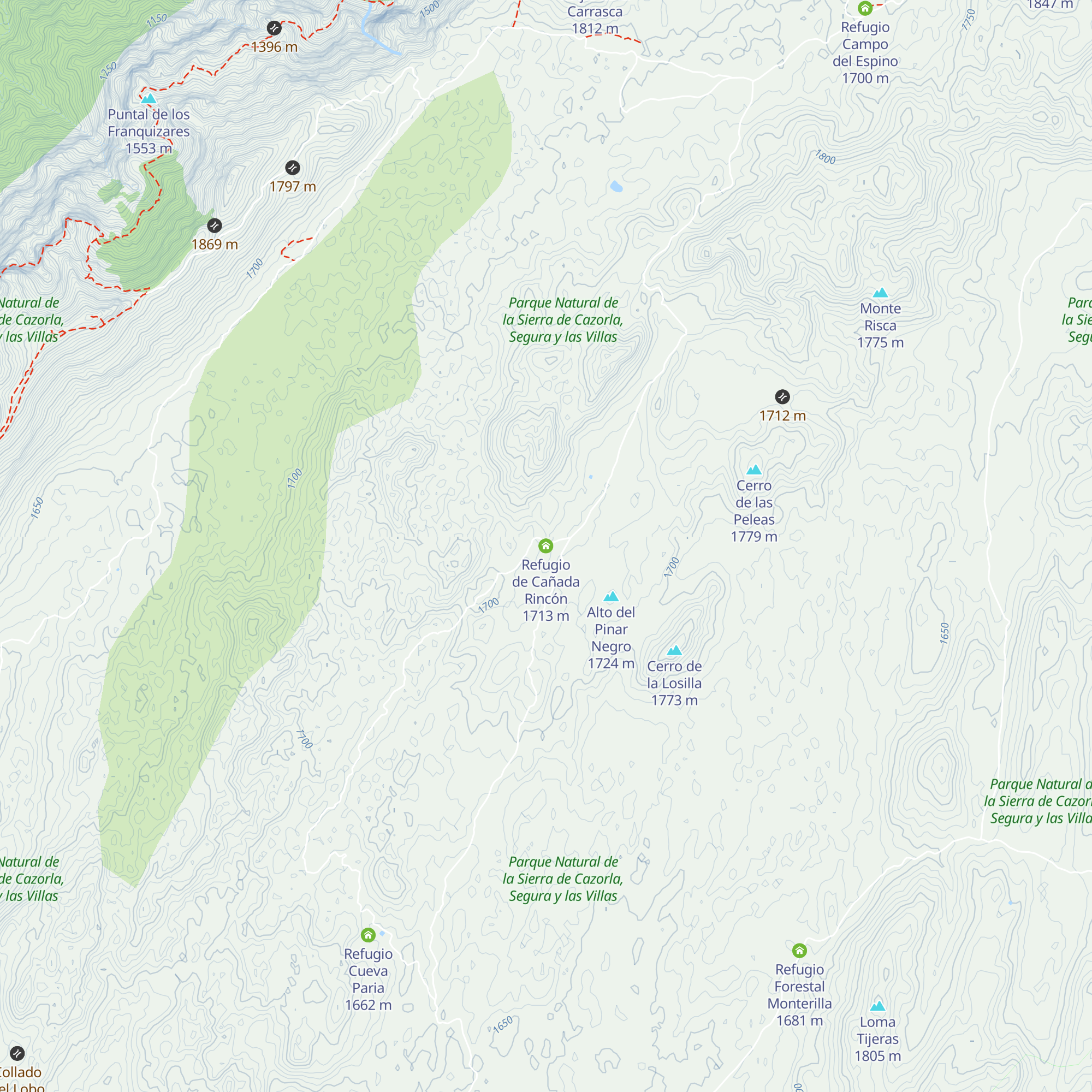 Refugio de Cañada Rincón map