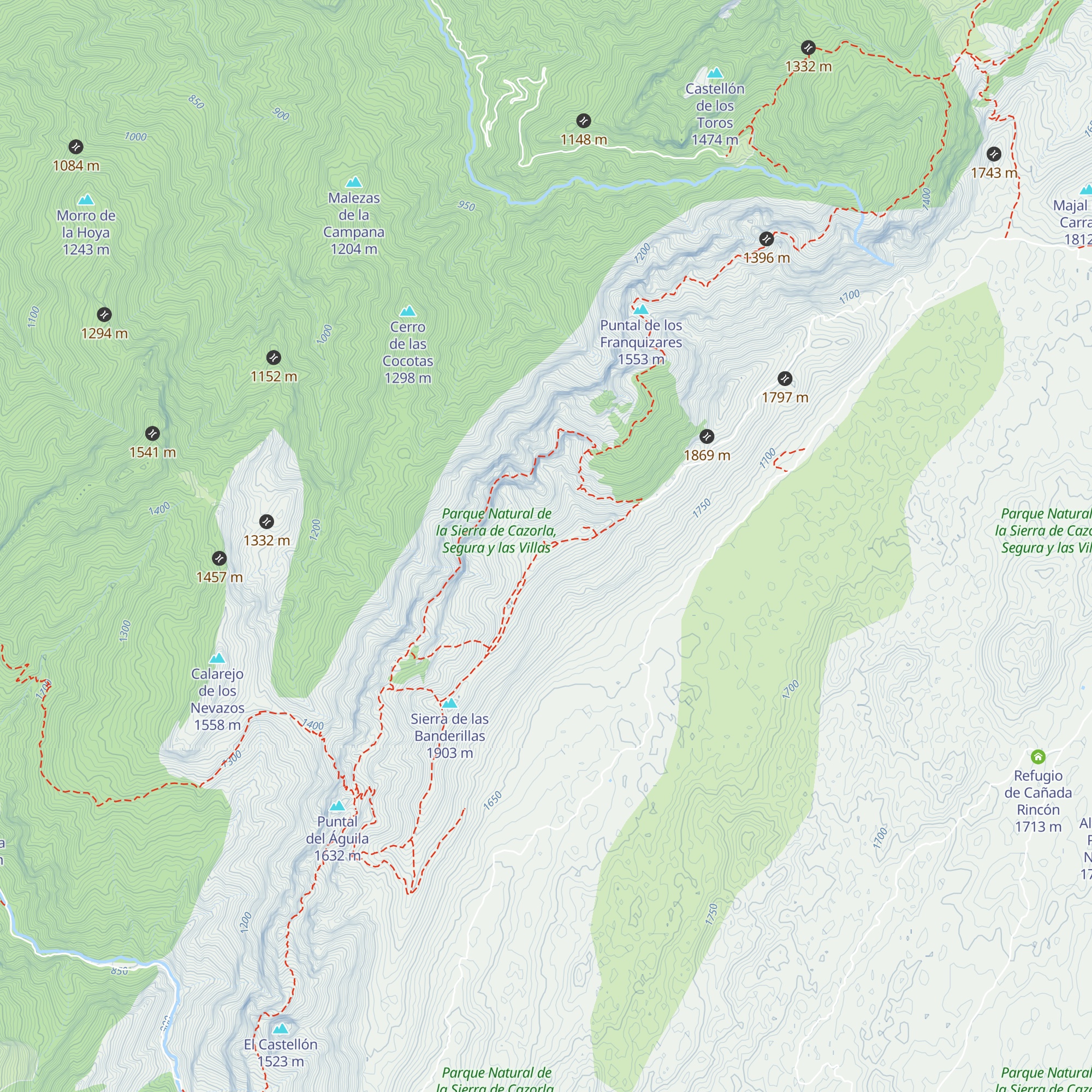 Refugio Pico Banderillas map