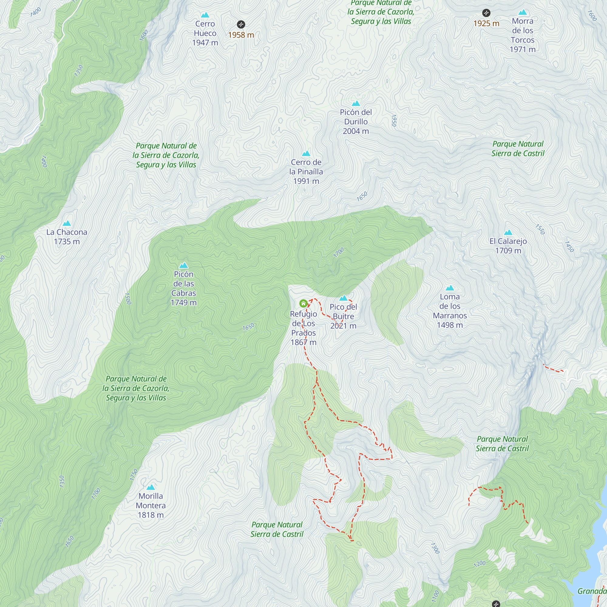 Refugio de Los Prados map