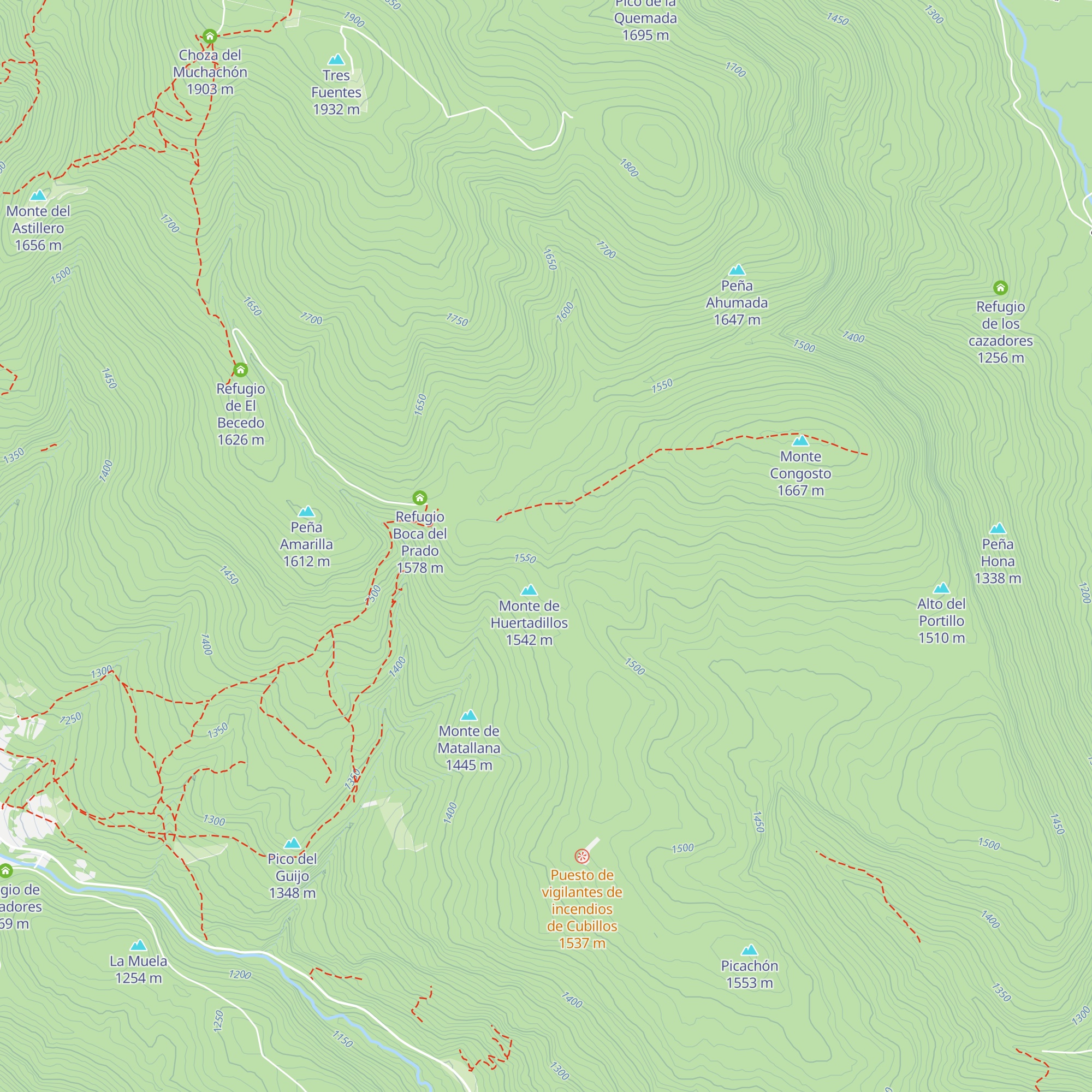 Refugio Fuente del Pico map