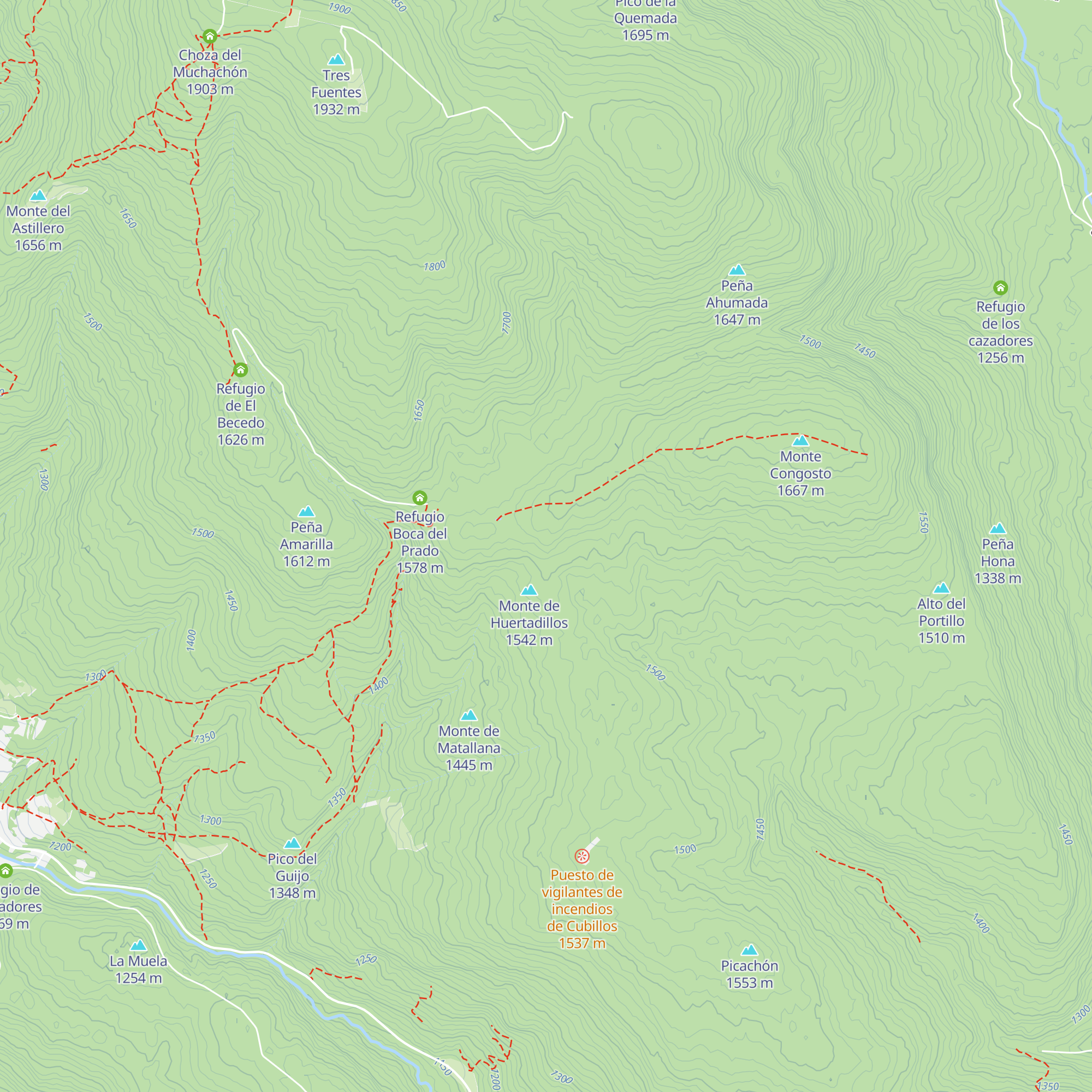 Refugio Fuente del Pico map