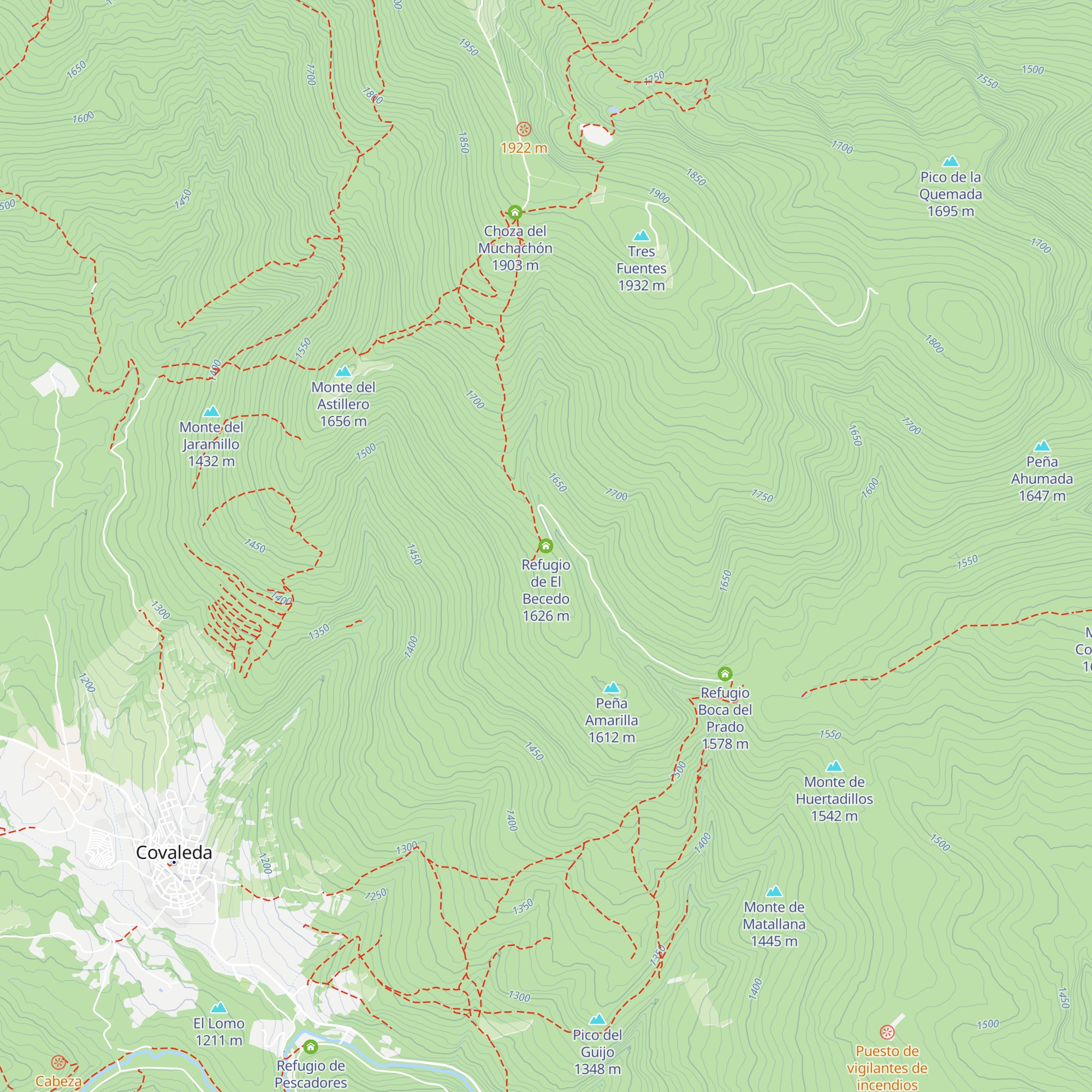 Refugio de El Becedo map