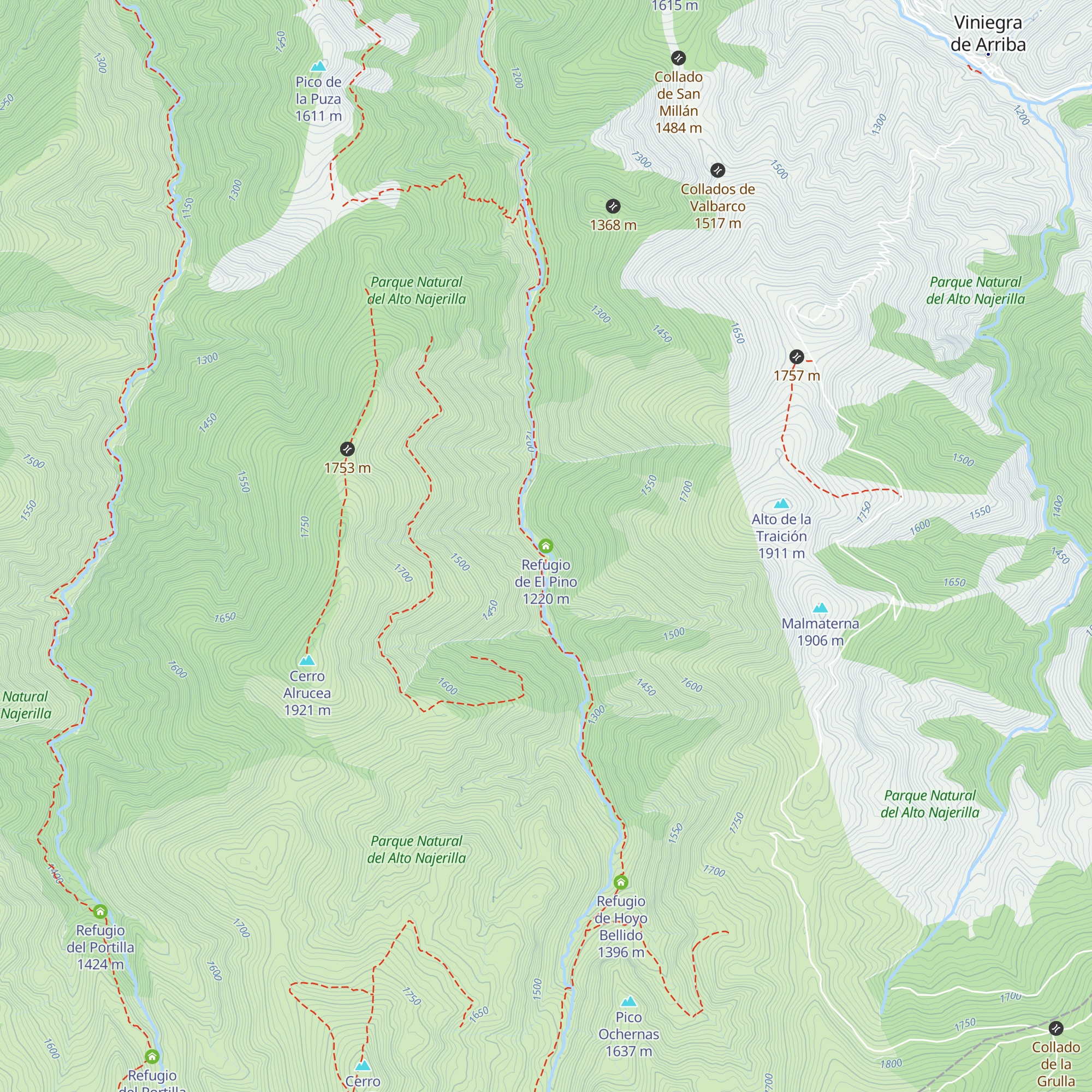 Refugio de El Pino map