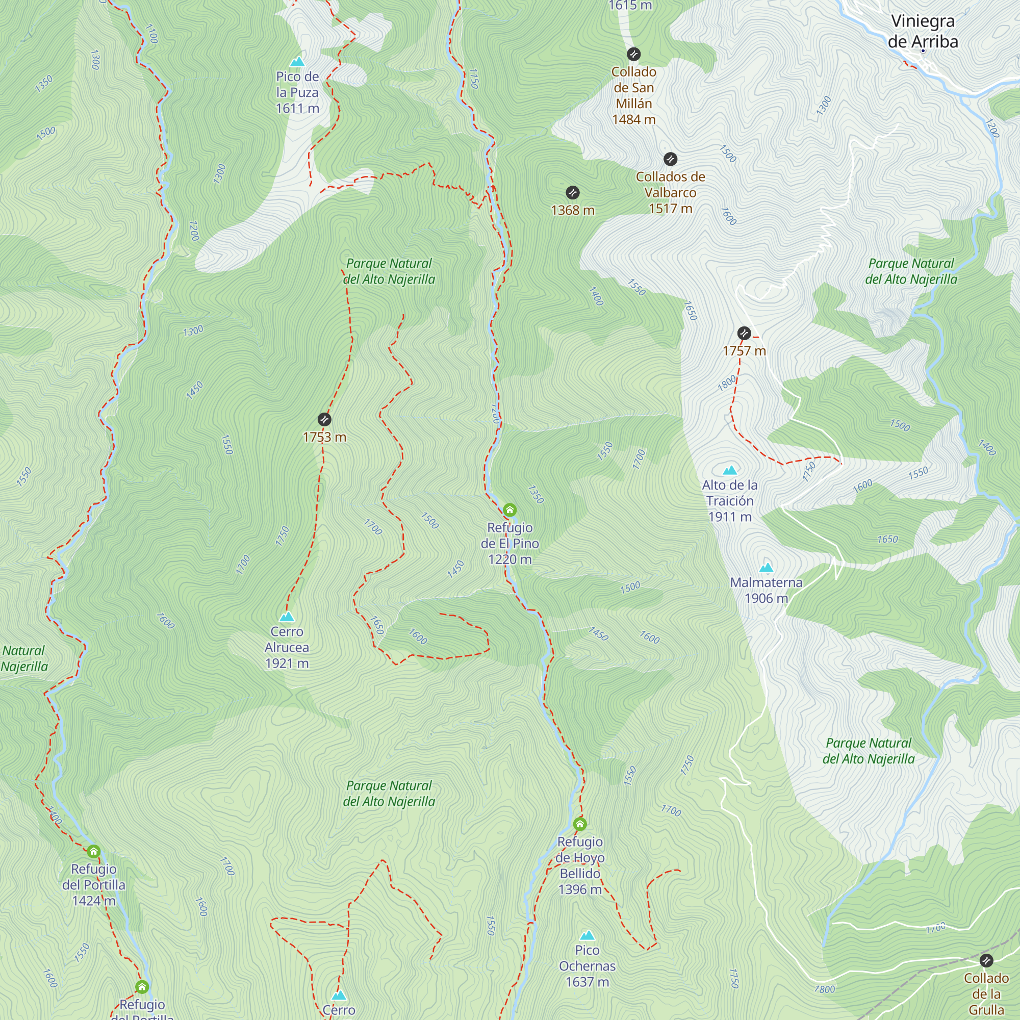 Refugio de El Pino map