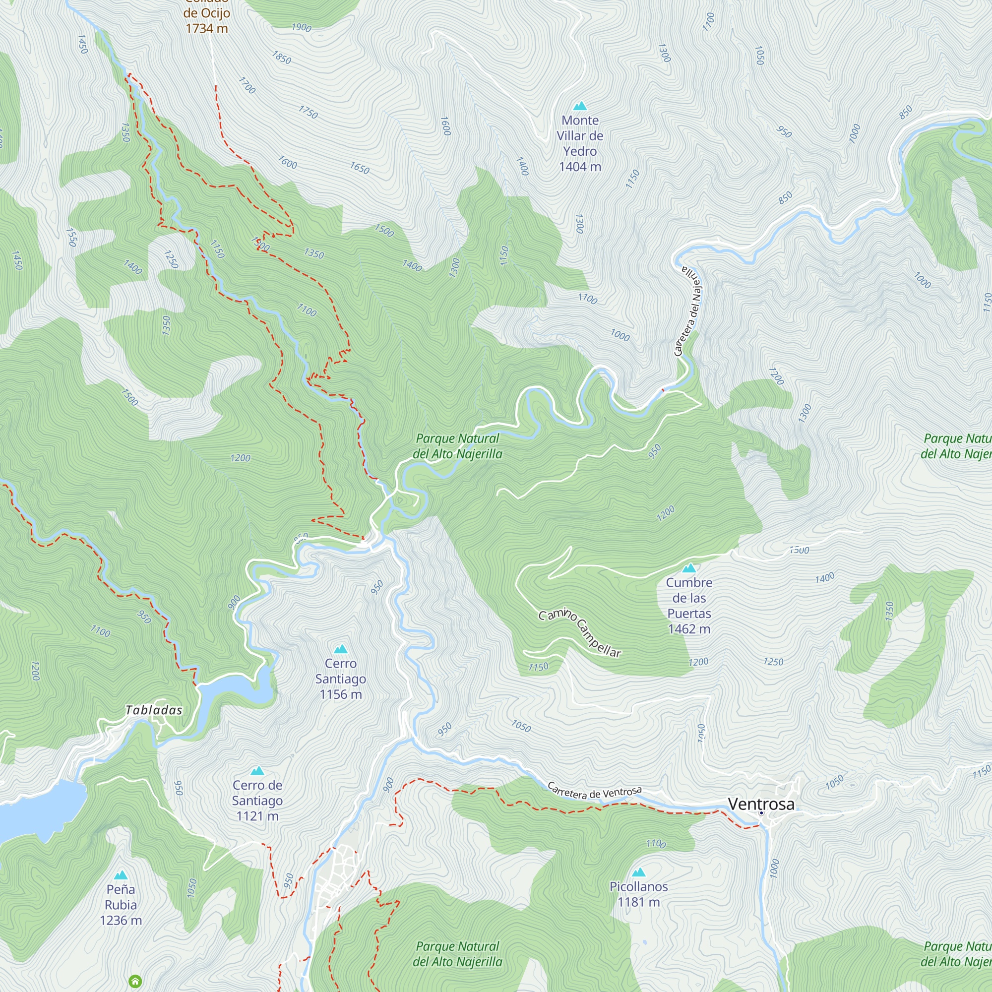 Refugio cazadores palomas map